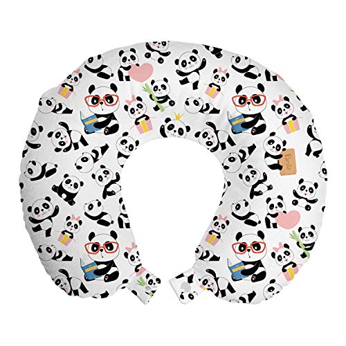 ABAKUHAUS Tiere Reisekissen Nackenstütze, Karikatur-Baby-Panda-Bild, Schaumstoff Reiseartikel für Flugzeug und Auto, 30x30 cm, Mehrfarbig von ABAKUHAUS