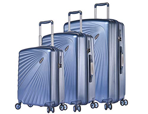 ABISTAB VERAGE Kinetic 4-Doppel-Rolle Kofferset, TSA, erweiterbar, leicht, ABS/PC Trolley-Set 3 teilig S-M-L, große Hartschalen-Koffer mit Handgepäck, Blau von ABISTAB