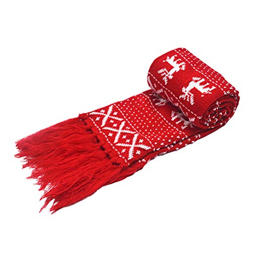ABOOFAN 1 x Weihnachts-Schal aus Wolle, Elch, Schneeflocke, Dekoration, Schal, Halstuch, Kopftuch. von ABOOFAN