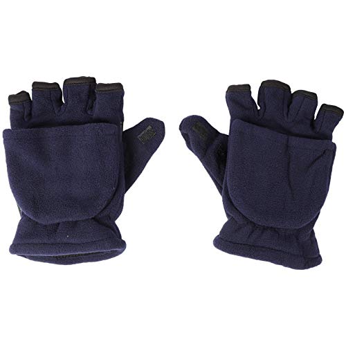 Doppellagige Fleece-Halbfinger-Handschuhe mit Klappe für Erwachsene und Herren von ABOOFAN