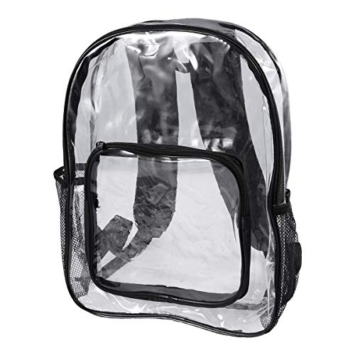 ABOOFAN Transparenter PVC-Rucksack, durchsichtig, Schulrucksack, Outdoor-Büchertasche, Reise-Make-up-Tasche, Organizer (schwarz) von ABOOFAN