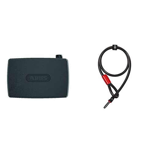 ABUS Alarmbox 2.0 - Mobile Alarmanlage mit Anschlussmöglichkeit für Ketten & Kabel - Schwarz & Rahmenschloss-Einsteckkabel - Adaptor Cable 12/100 - Fahrradschloss mit 100 cm Länge - 12 mm Stahlkabel von ABUS