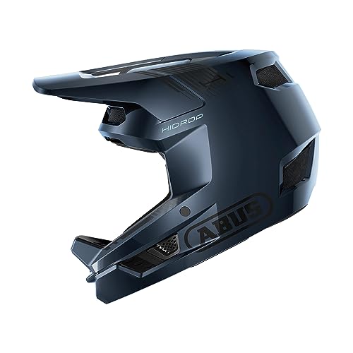 ABUS Downhill Helm HiDrop – ASTM-zertifizierter Fullface Helm mit ABS-Außenschale für MTB: Downhill, Enduro und Bikepark – für Erwachsene und Jugendliche – Blau, Größe L von ABUS