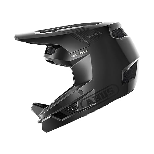 ABUS Downhill Helm HiDrop – ASTM-zertifizierter Fullface Helm mit ABS-Außenschale für MTB: Downhill, Enduro und Bikepark – für Erwachsene und Jugendliche – Schwarz, Größe XL von ABUS