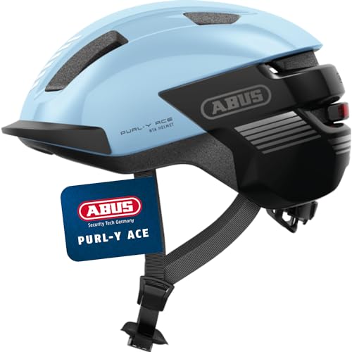 ABUS Fahrradhelm Purl-Y ACE mit LED-Licht – geeignet Fahrten auf E-Bike und S-Pedelec – Trendiger NTA-Schutzhelm für Erwachsene und Jugendliche – Hellblau, Größe M von ABUS