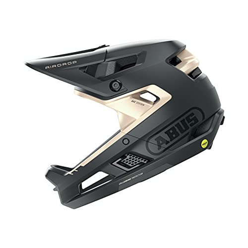 ABUS Fullface-Helm AirDrop MIPS - MTB: Downhill, Freeride und Enduro - Mountainbike-Helm mit optimierter Belüftung und Ambient Sound Channel - für Erwachsene, Schwarz/Gold, Größe L/XL von ABUS