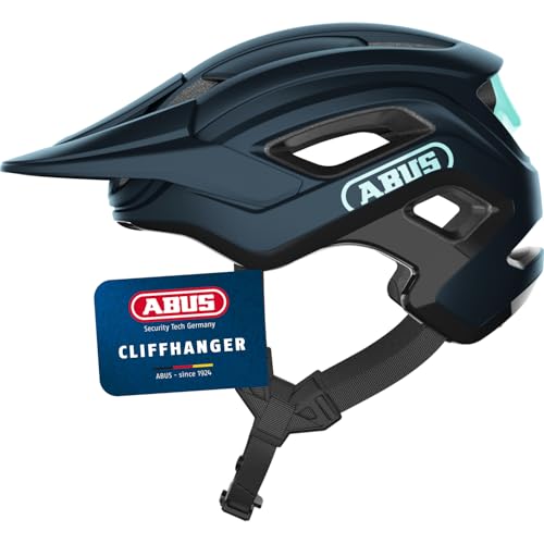 ABUS MTB-Helm Cliffhanger - Fahrradhelm für anspruchsvolle Trails - mit großen Lüftungsöffnungen & TriVider Riemensystem - für Damen und Herren - Blau/Mintgrün, Größe L von ABUS