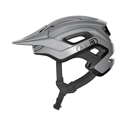 ABUS MTB-Helm Cliffhanger - Fahrradhelm für anspruchsvolle Trails - mit großen Lüftungsöffnungen und TriVider Riemensystem - für Damen und Herren - Silber, Größe L von ABUS
