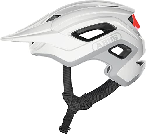 ABUS MTB-Helm Cliffhanger - Fahrradhelm für anspruchsvolle Trails - mit großen Lüftungsöffnungen & TriVider Riemensystem - für Damen und Herren - Weiß/Rot Glänzend, Größe L von ABUS