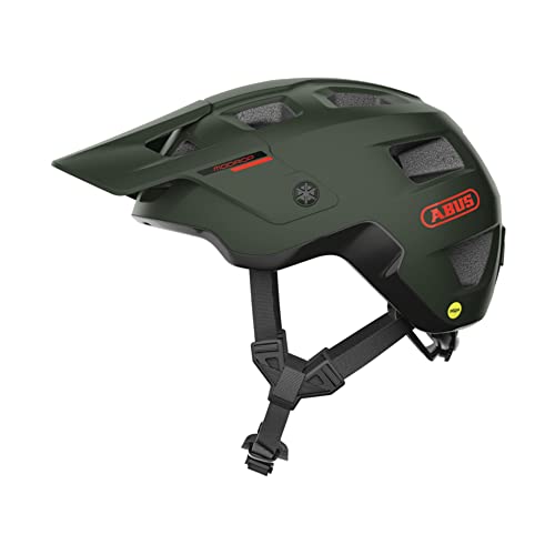 ABUS MTB-Helm MoDrop MIPS - robuster Fahrradhelm mit Aufprallschutz für Mountainbiker - individuelle Passform - Unisex - Dunkelgrün, Größe L (57-61 cm) von ABUS