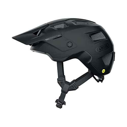 ABUS MTB-Helm MoDrop MIPS - robuster Fahrradhelm mit Aufprallschutz für Mountainbiker - individuelle Passform - Unisex - Schwarz Matt, L von ABUS