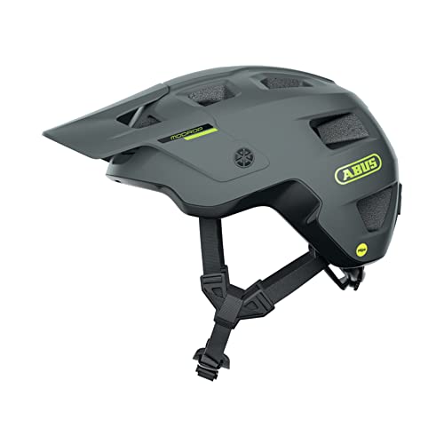 ABUS MTB-Helm MoDrop MIPS - robuster Fahrradhelm mit Aufprallschutz für Mountainbiker - individuelle Passform - Unisex - Grau Matt, Größe: L (57-61 cm) von ABUS