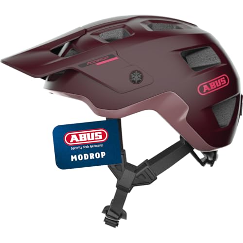 ABUS MTB-Helm MoDrop - robuster Fahrradhelm mit guter Belüftung für Mountainbiker - individuelle Passform - Unisex - Dunkelrot, Größe L von ABUS
