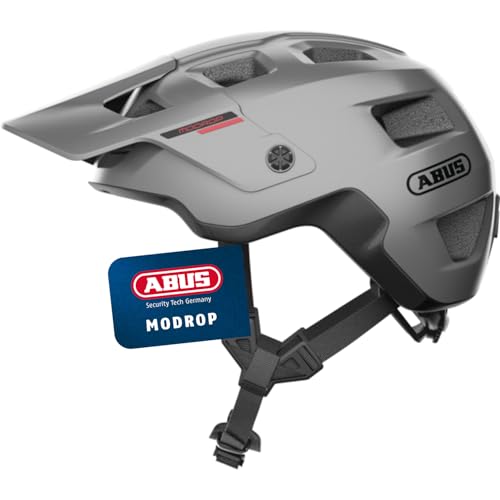 ABUS MTB-Helm MoDrop - robuster Fahrradhelm mit guter Belüftung für Mountainbiker - individuelle Passform - Unisex - Silber, Größe L von ABUS