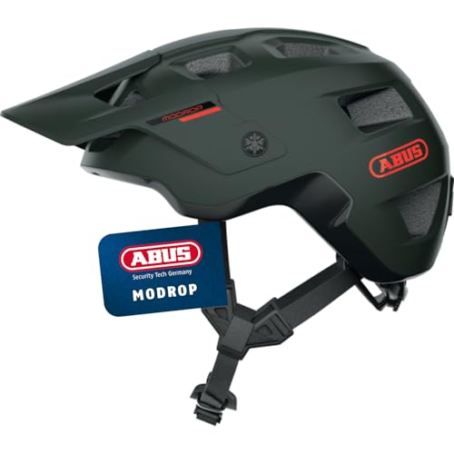 ABUS MTB-Helm MoDrop - robuster Fahrradhelm mit guter Belüftung für Mountainbiker - individuelle Passform - für Damen und Herren - Grün Matt, L von ABUS