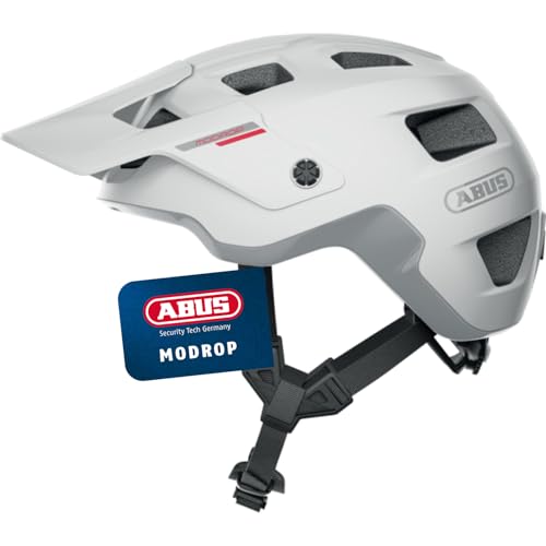 ABUS MTB-Helm MoDrop - robuster Fahrradhelm mit guter Belüftung für Mountainbiker - individuelle Passform - für Damen und Herren - Weiß Matt, L von ABUS