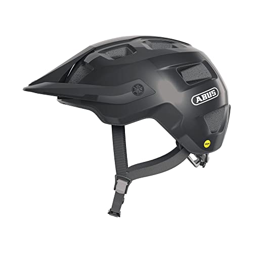 ABUS MTB-Helm MoTrip MIPS - Fahrradhelm für einen sicheren Einstieg in den Mountainbikesport - mit Aufprallschutz - für Damen und Herren - Schwarz Glänzend, Größe L von ABUS