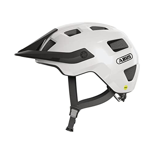 ABUS MTB-Helm MoTrip MIPS - Fahrradhelm für einen sicheren Einstieg in den Mountainbikesport - mit Aufprallschutz - für Damen und Herren - Weiß Glänzend, Größe L von ABUS