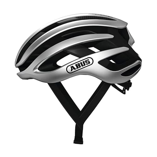 ABUS Rennradhelm AirBreaker - High-End Fahrradhelm für den professionellen Radsport - für Damen und Herren - Silber, Größe L von ABUS