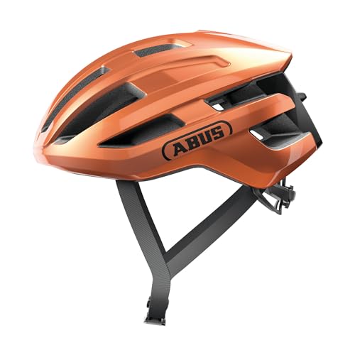 ABUS Rennradhelm PowerDome - leichter Fahrradhelm mit cleverem Belüftungssystem und aerodynamischem Profil - Made in Italy - für Damen und Herren - Orange, Größe L von ABUS