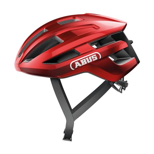 ABUS Rennradhelm PowerDome - leichter Fahrradhelm mit cleverem Belüftungssystem und aerodynamischem Profil - Made in Italy - für Damen und Herren - Rot, Größe L von ABUS