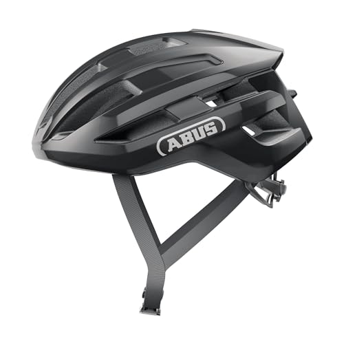 ABUS Rennradhelm PowerDome - leichter Fahrradhelm mit cleverem Belüftungssystem und aerodynamischem Profil - Made in Italy - für Damen und Herren - Schwarz Glänzend, Größe L von ABUS