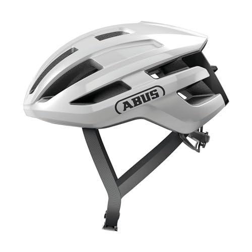 ABUS Rennradhelm PowerDome - leichter Fahrradhelm mit cleverem Belüftungssystem und aerodynamischem Profil - Made in Italy - für Damen und Herren - Weiß Glänzend, Größe L von ABUS