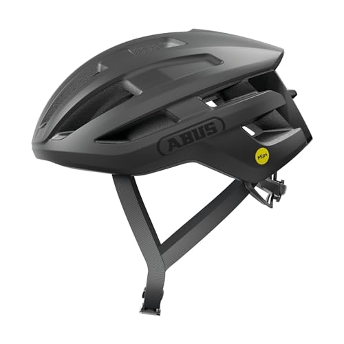 ABUS Rennradhelm PowerDome MIPS - leichter Fahrradhelm mit cleverem Belüftungssystem und Aufprallschutz - Made in Italy - für Damen und Herren - Schwarz, Größe M von ABUS