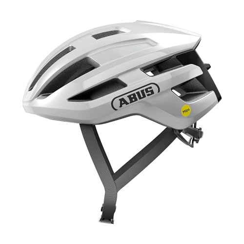ABUS Rennradhelm PowerDome MIPS - leichter Fahrradhelm mit cleverem Belüftungssystem und Aufprallschutz - Made in Italy - für Damen und Herren - Weiß Glänzend, Größe S von ABUS