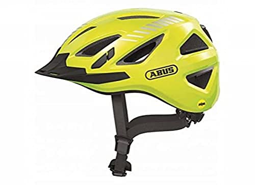 ABUS Stadthelm Urban-I 3.0 MIPS - Fahrradhelm mit Aufprallschutz, Rücklicht, Schirm und Magnetverschluss - für Damen und Herren - Gelb Glänzend, Größe XL von ABUS