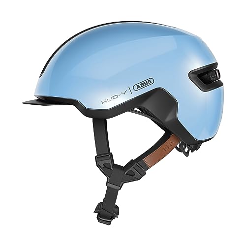 ABUS Urban Helm HUD-Y - mit magnetischem, aufladbarem LED-Rücklicht & Magnetverschluss - Cooler Fahrradhelm für den Alltag - für Damen und Herren - Blau, Größe M von ABUS