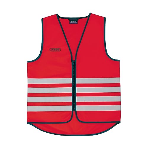 ABUS Warnweste Lumino Day Vest – rote Sicherheitsweste für bessere Sichtbarkeit bei Tag und Nacht - für Erwachsene - mit Reißverschluss - Größe L von ABUS