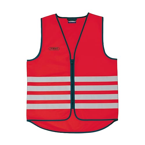 ABUS Warnweste Lumino Day Vest – rote Sicherheitsweste für bessere Sichtbarkeit bei Tag und Nacht - für Erwachsene - mit Reißverschluss - Größe M von ABUS