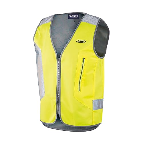 ABUS Warnweste Lumino Night Vest – Sicherheitsweste inkl. LED-Rücklicht – Gelb – Größe L von ABUS