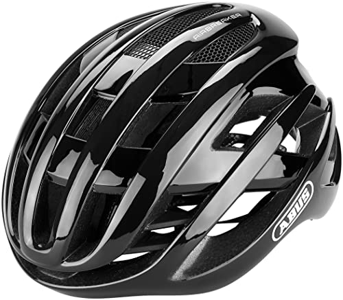 ABUS Rennradhelm AirBreaker - High-End Fahrradhelm für den professionellen Radsport - für Jugendliche und Erwachsene - Helm für Damen und Herren - Schwarz Glänzend, Größe S von ABUS