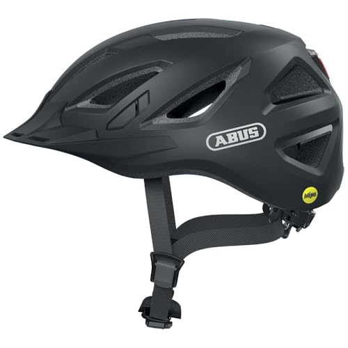 ABUS Stadthelm Urban-I 3.0 MIPS - Fahrradhelm mit Rücklicht, Schirm und Magnetverschluss für den Stadtverkehr - für Damen und Herren - Schwarz Matt, S, S (51-55 cm) von ABUS