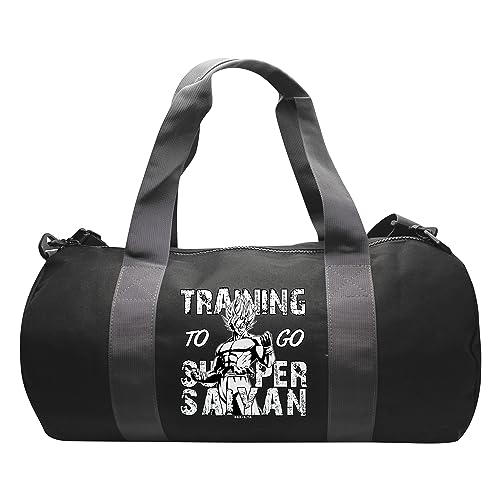 ABYstyle - Dragon Ball Z Sporttasche Training to go Super Saiyan, Schwarz , 50 x 25 x 25 cm, Ein großes Staufach und eine Tasche auf der Rückseite von ABYSTYLE