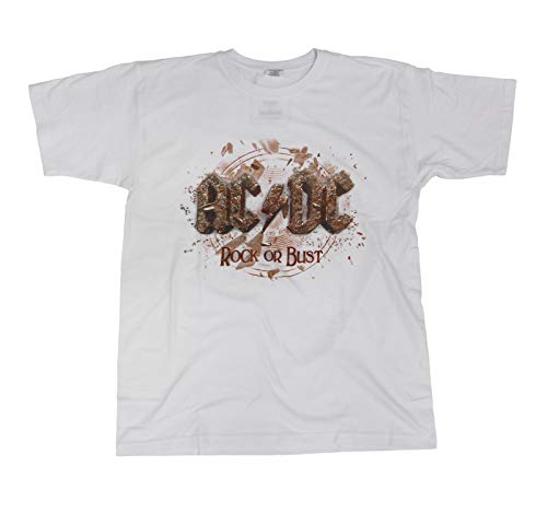 AC/DC Herren Rock or Bust T-Shirt, Weiß, S von AC/DC