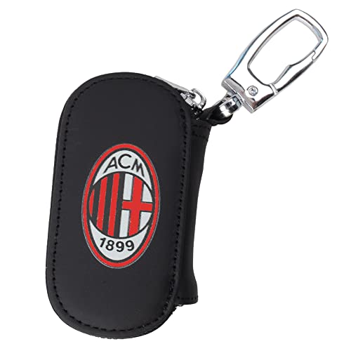 AC Milan Schlüsselanhänger aus Leder, mit Reißverschlussfach, Fernbedienung oder Schlüssel, mit Logo-Aufdruck von AC Milan