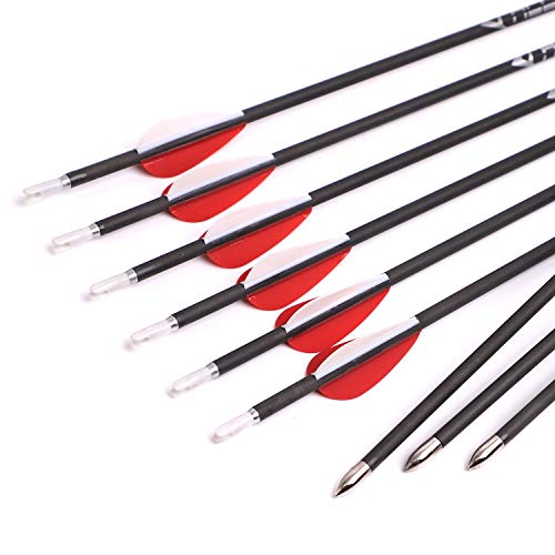 ACCMOS 12 Stück 29 Zoll Carbonpfeil Spine 1800 ID 4,2 mm Targeting Arrows, für Recurve-Bogen Compoundbogen Jagd oder Bogenschießen Praxis (Spine 1800) von ACCMOS