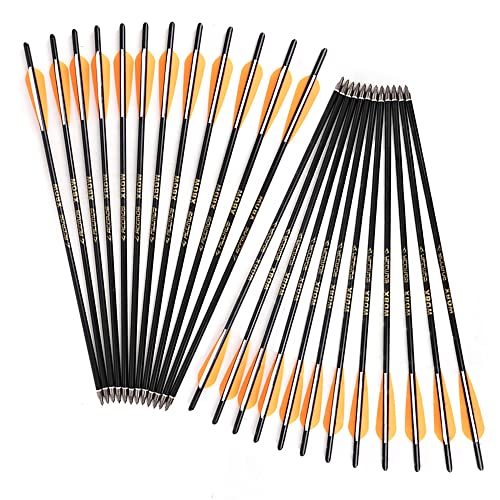 ACCMOS 24 Stück 22" Carbonpfeil Bogenschießen Bolzen Armbrustpfeile, 125 Grain Auswechselbare Pfeilspitze für Jagd oder Schießtraining (22inch) von ACCMOS