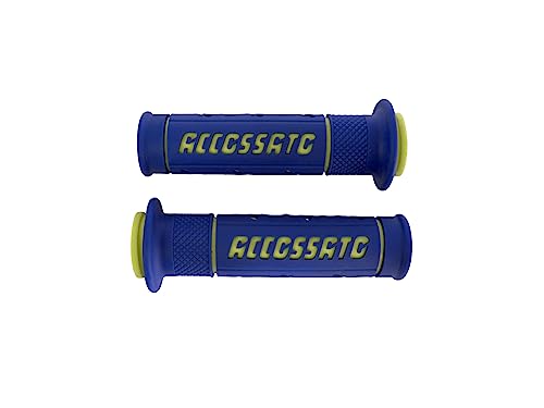 Paar Griffe aus 2-Komponenten-Gummi, Blau mit Schriftzug Accossato Gelb für Kawasaki GTR 1400 von 2008 bis 2018 (CC 1400) von ACCOSSATO