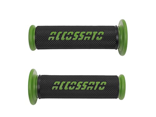 Paar Racing Griffe aus thermoplastischem Gummi, schwarz mit farbigem Accossato Schriftzug für Kawasaki Z 1000 2007 bis 2013, CC 1000 von ACCOSSATO
