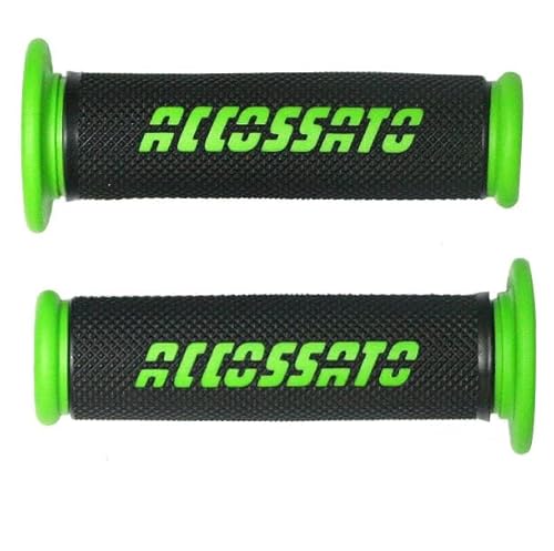 Paar Racing Griffe aus thermoplastischem Gummi, schwarz mit farbigem Schriftzug Accossato für Kawasaki von 2015 bis 2016, CC 1000 von ACCOSSATO
