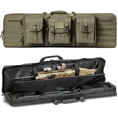 ACEXIER Double Rifle Bag Gepolsterte abschließbare Karabiner Lange Gewehrtasche Gewehrrucksack Waffentasche für Jagd Schießstand Schusswaffentransport mit Molle-System (Green,37inches/95cm) von ACEXIER