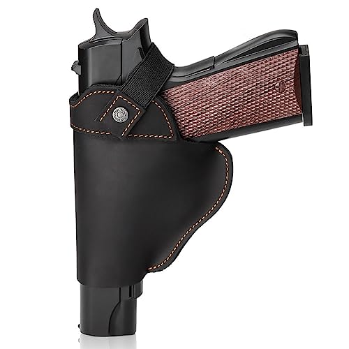 ACEXIER Echtes Leder Pistolenholster Universal Waffenholster Lederholster Verstellbare Taille Verstecktes Holster Carry Jagdzubehör (Black) von ACEXIER