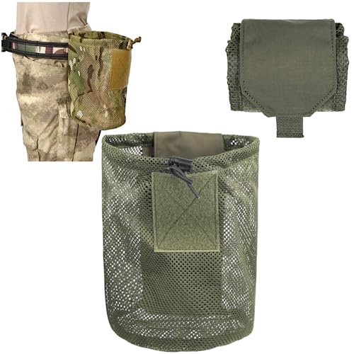 ACEXIER Faltbare Netztasche Roll-up Mag Taktisches Recycling MOLLE Mesh Dump Pouch Magazin Militärische Ausrüstung Jagd im Freien (Green) von ACEXIER