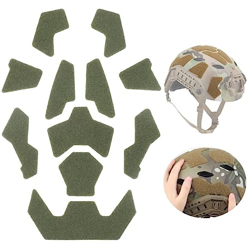 ACEXIER Hochgeschnittener taktischer Fast-Helm Magic Sticker 11 Stück/Satz Fast Helmzubehör Modifizierter Helm Velcro Haarige Klebeaufkleber (Green) von ACEXIER
