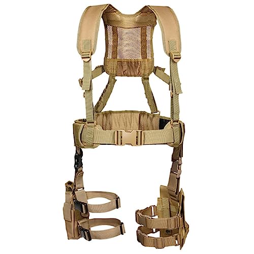 ACEXIER Molle Taktischer Gürtel Jagd Bequemer Kampfgürtel Verstellbar, weich gepolstert mit Tasche und 5,56 mm Mag Pouch Tasche (Tan) von ACEXIER