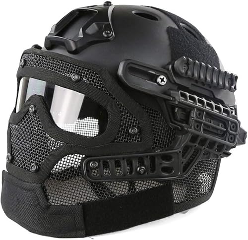 ACEXIER Schneller taktischer Helm Airsoft Paintball Schutzhelm Vollgesichtsmaske Brille Outdoor-Sport Jagd CS Spiel (BK) von ACEXIER